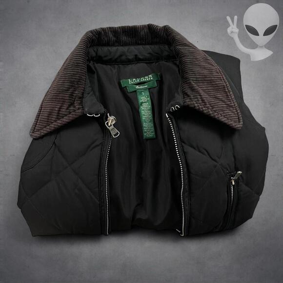 LRL Ralph Lauren Coat Small Black Quilted Long Puffer Winter Jacket Vintage - Picture 7 of 7